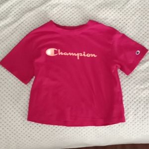 Girls Pink Champion Cropped Tee Size S